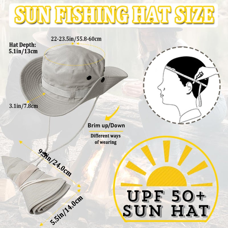 Taeku Sun Hat, Unisex Wide Brim Bucket Hat Sun Protection Cap Breathable Boonie Hat for Fishing Hiking Gardening Safari (Beige) - Image 2